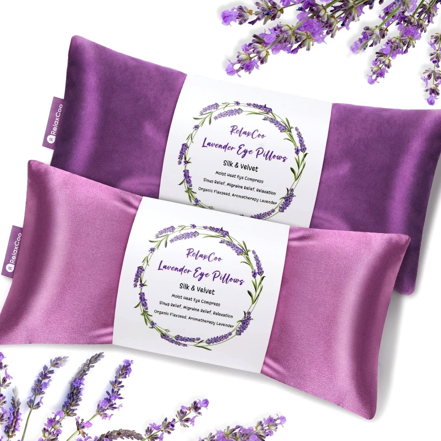 Lavender Eye Pillow for Relaxation, Yoga, Sleeping, Weighted Eye Mask Heat Therapy