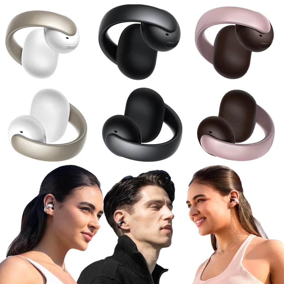 Soundcore AeroClip Open-Ear Earbuds Clip-On Headphones 4 Mic AI-Boost Clear Calls