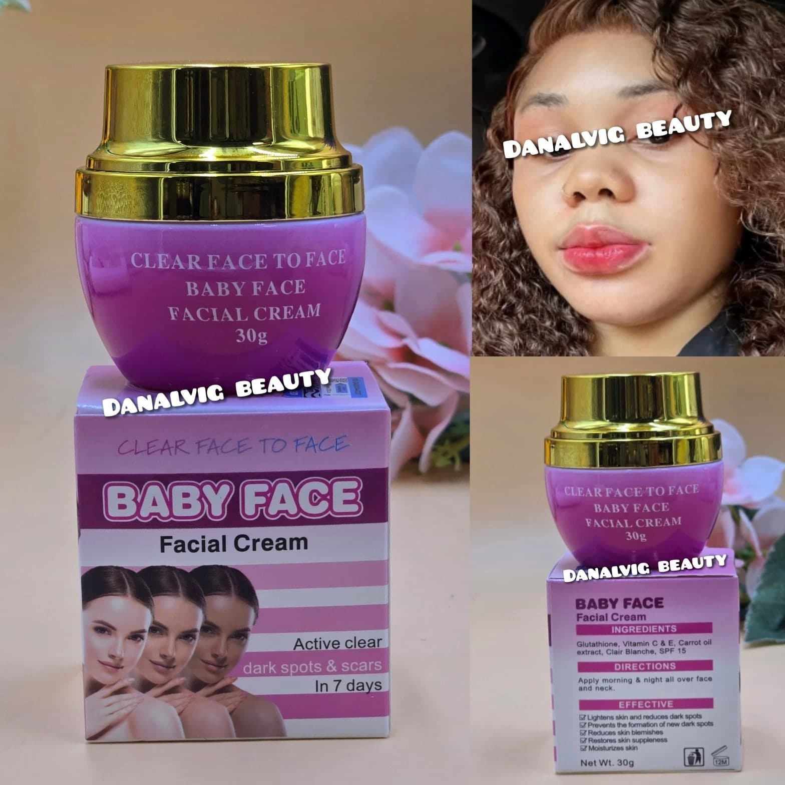 Baby Face Facial Cream Active Clear Dark Spots and Scars in 7 Days