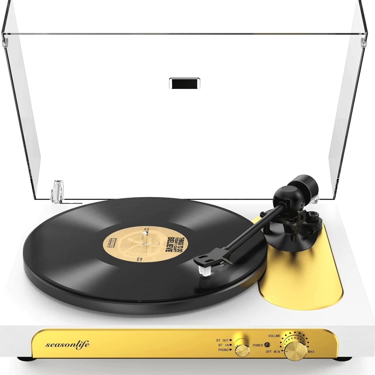 Seasonlife Record Player Turntable Wireless Input & Output, High Fidelity Vinyl