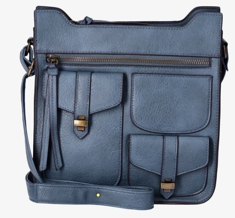 T Shirt & Jeans Women's Tori Multi Pocket Crossbody Handbag Blue