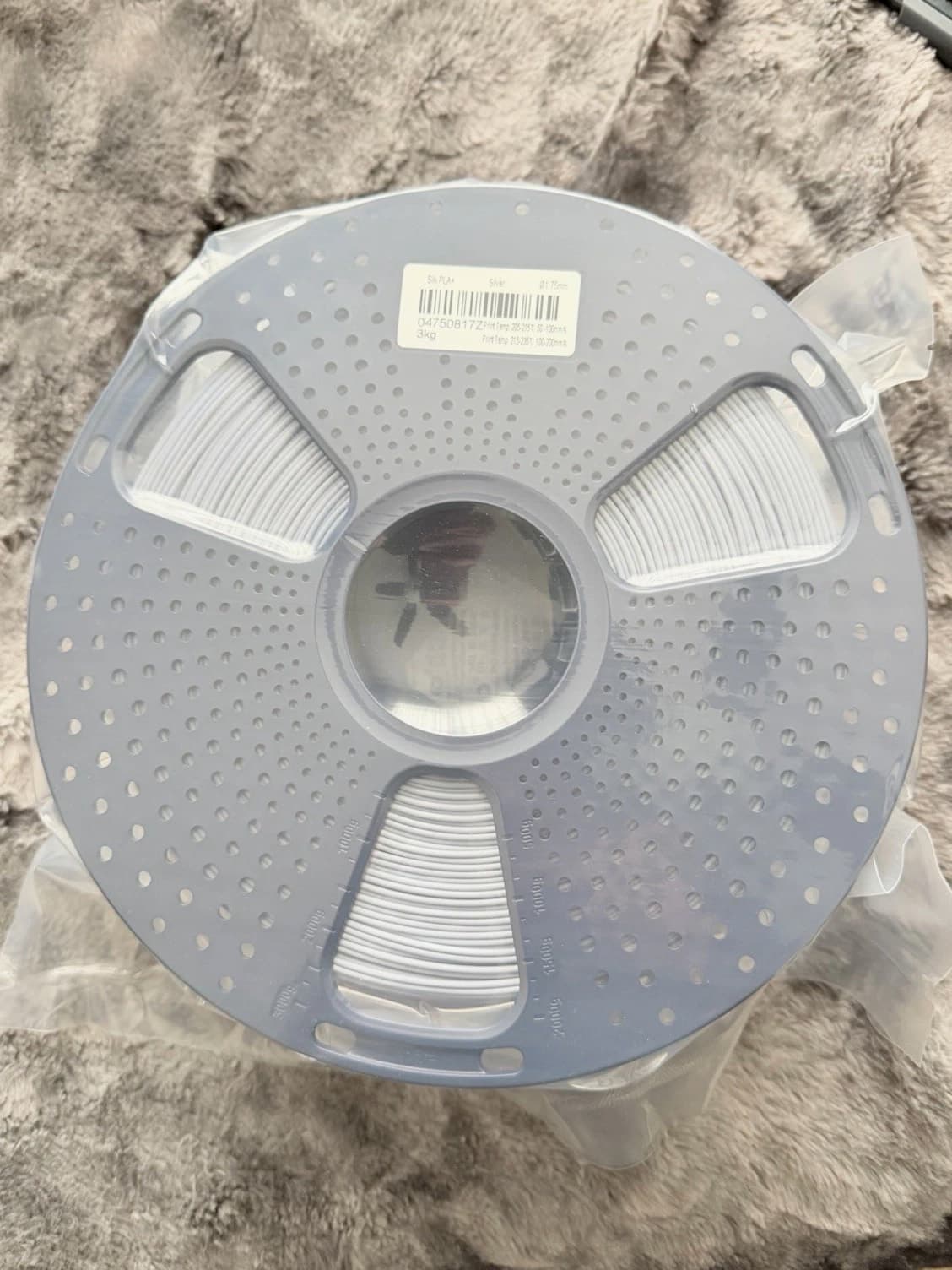 Silk PLA+ Silver 3kg Spool 3D Printer Filament