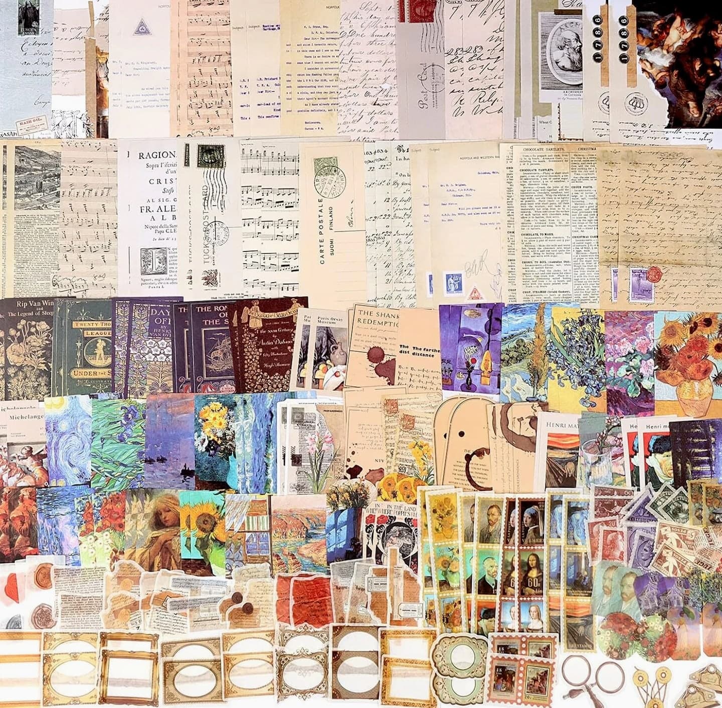 200 Pcs Vintage Junk Journal Supplies, Scrapbook Supplies Scrapbooking Paper and S