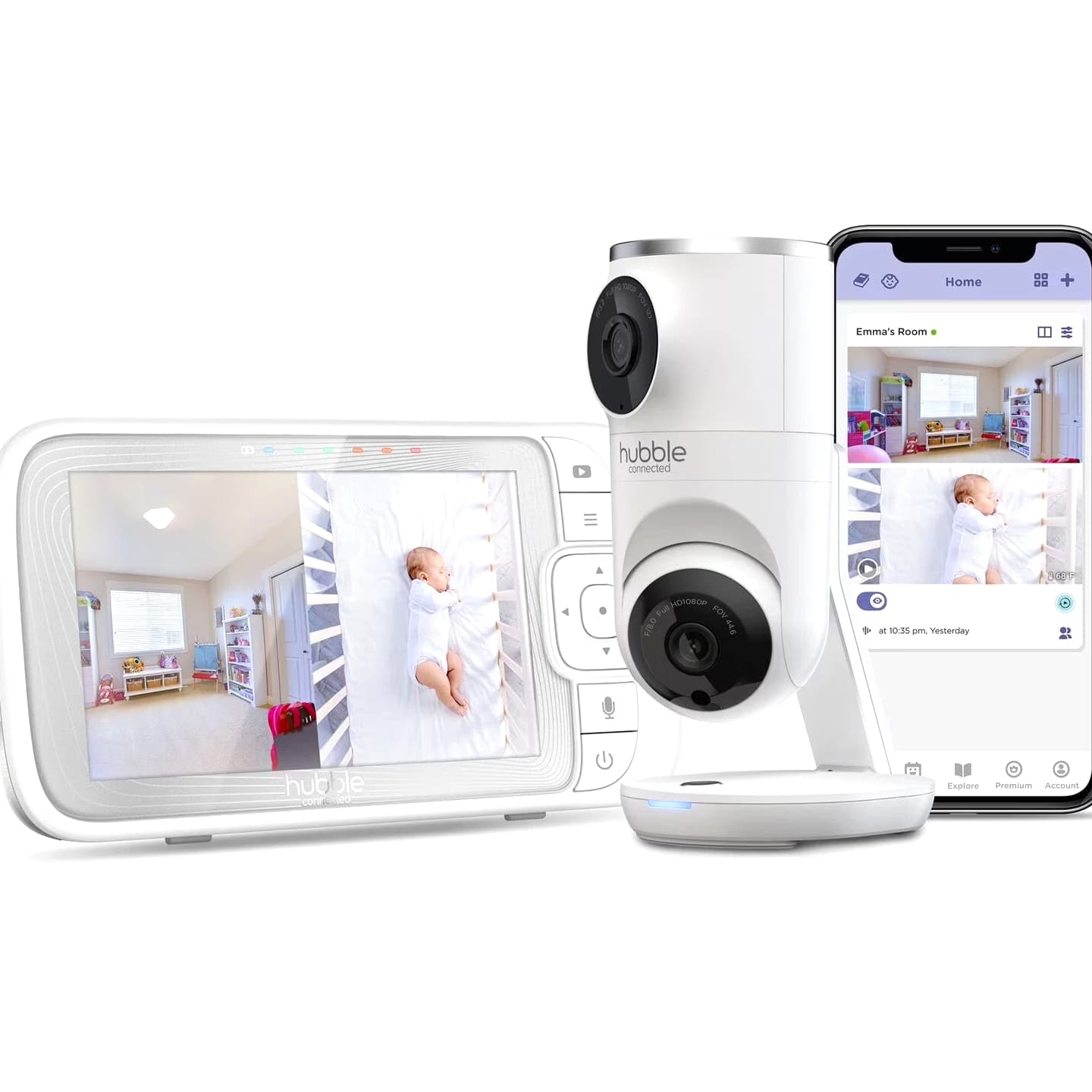 Hubble Smart Baby Monitor Dual View Wi-Fi for Toddlers 5" Parent Unit Viewer