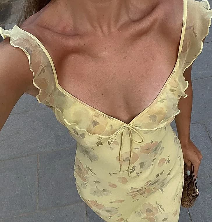 Cryptographic Summer Floral Plunge Maxi Dress Backless