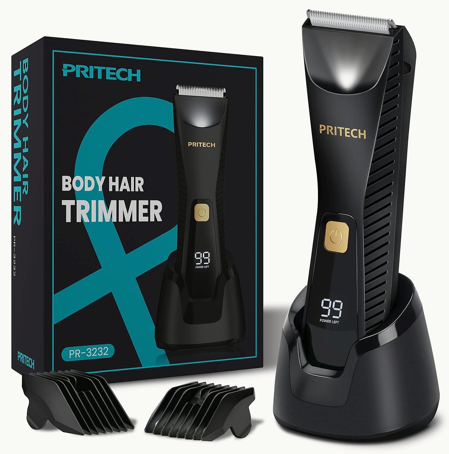 PRITECH Waterproof Body Hair Trimmer with Ceramic Blade