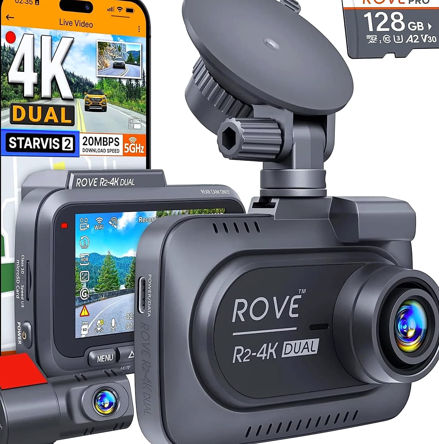 Kankeirr R2-4K Dual Dash Cam Front and Rear 4K