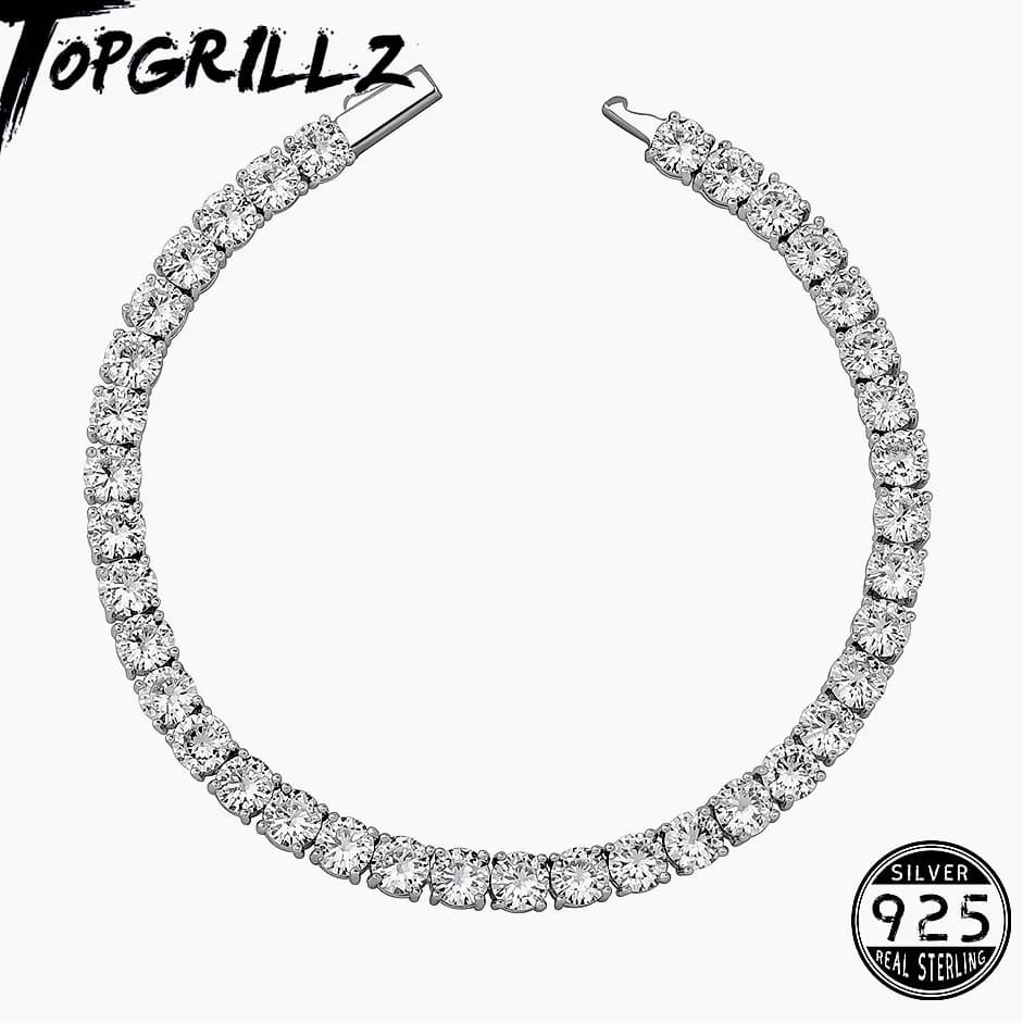 TOPGRILLZ 3-6MM Tennis Chain Bracelet Sterling Silver CZ