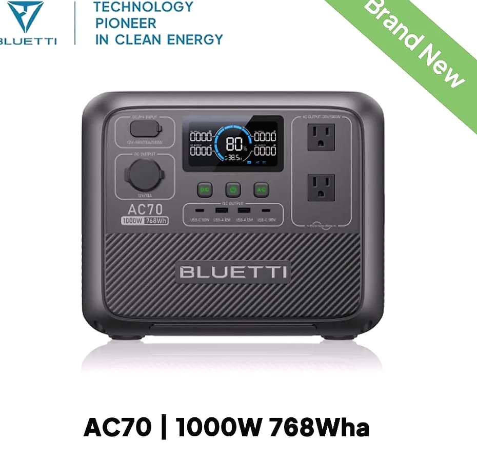 BLUETTI AC70 Portable Power Station 768Wh 1000W