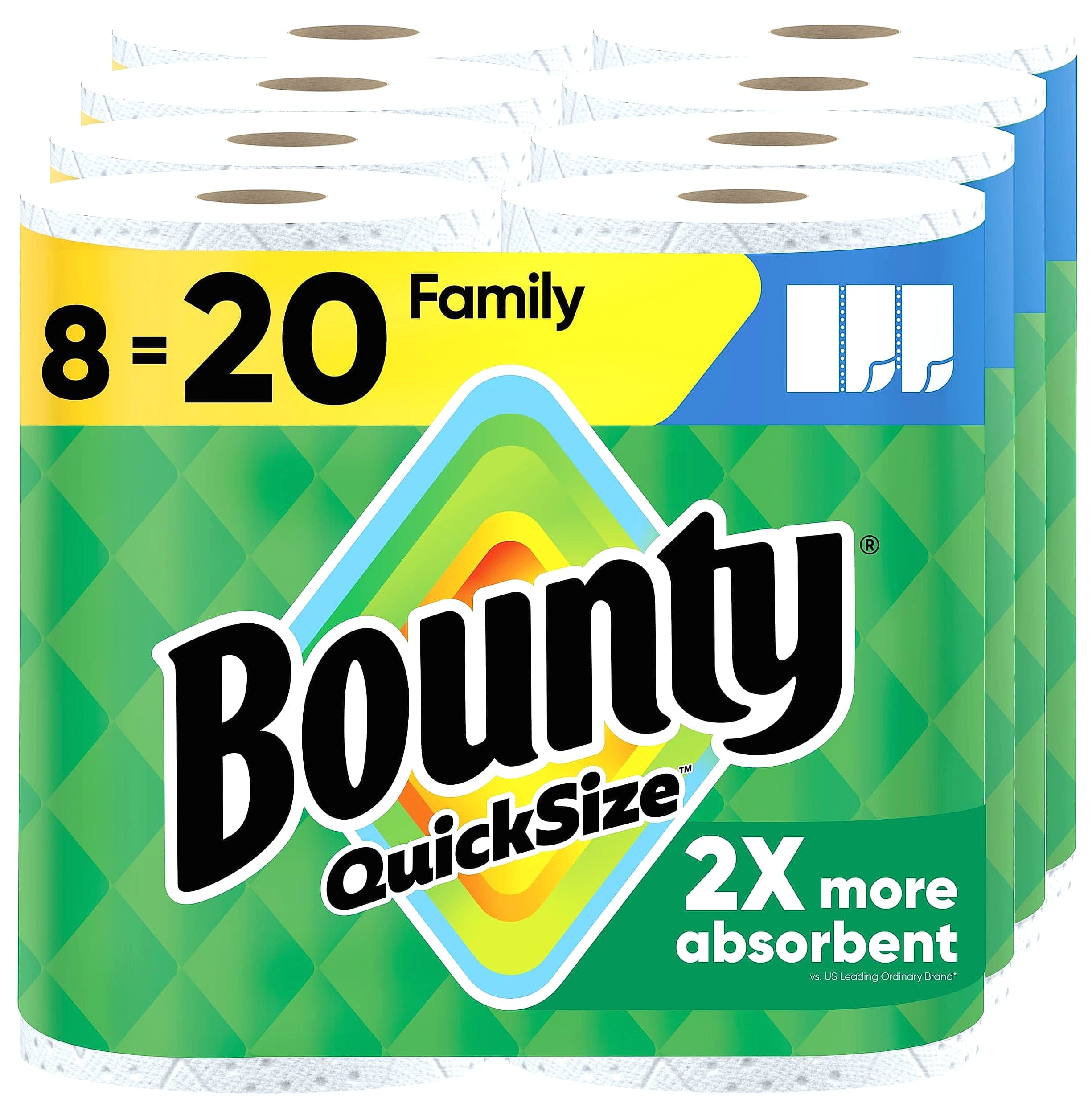 Bounty Quick Size Paper Towels, White, 8 Family Rolls