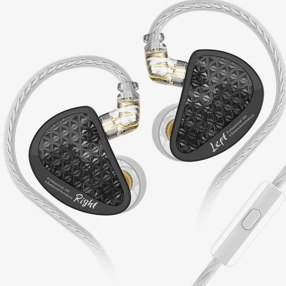 Hifi IEM PRO Black Wired Sound Isolation In-Ear Earbud with 2 Pin Detachable