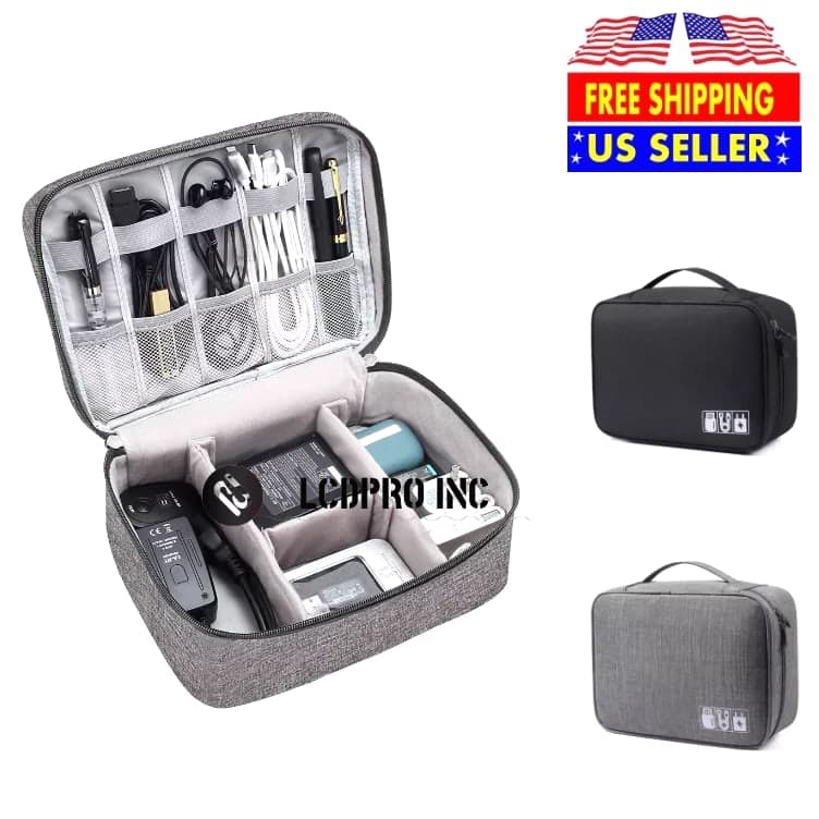Portable Electronic Organizer Travel Cable Storage Bag Cord Case Accessories