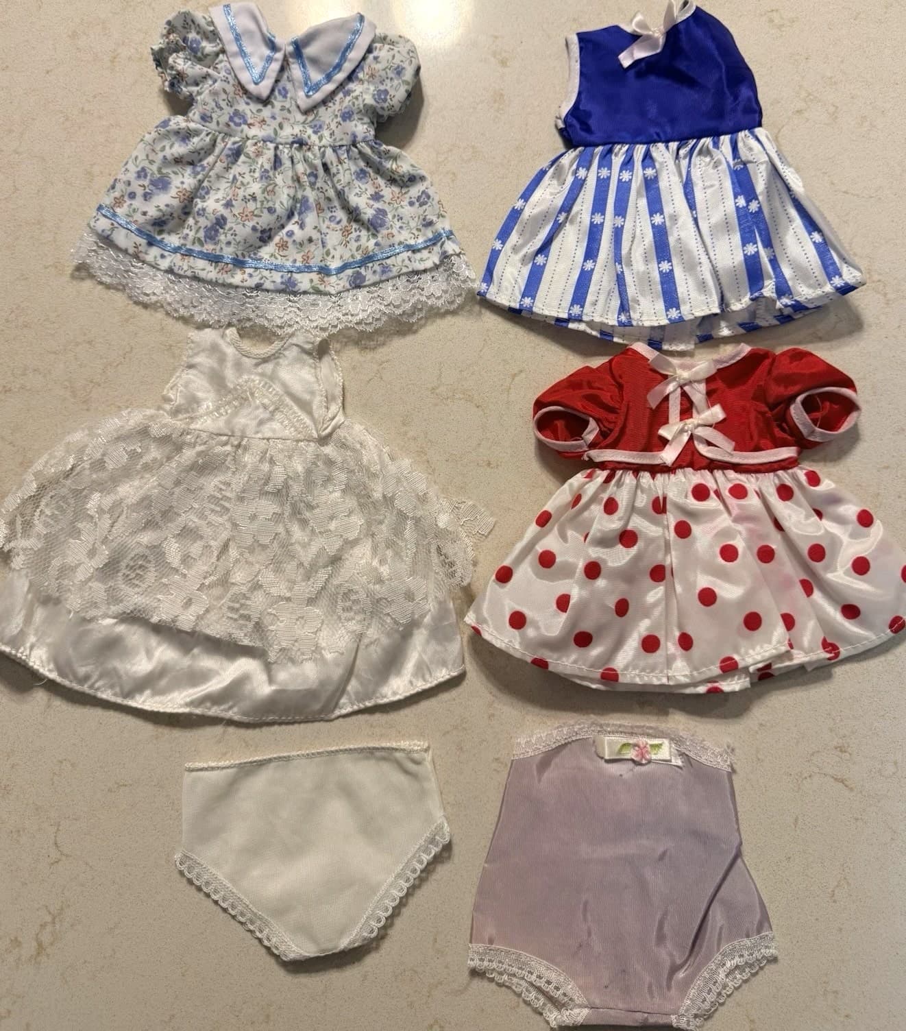 Vintage Lot Small Doll Clothes Dresses and Underpants