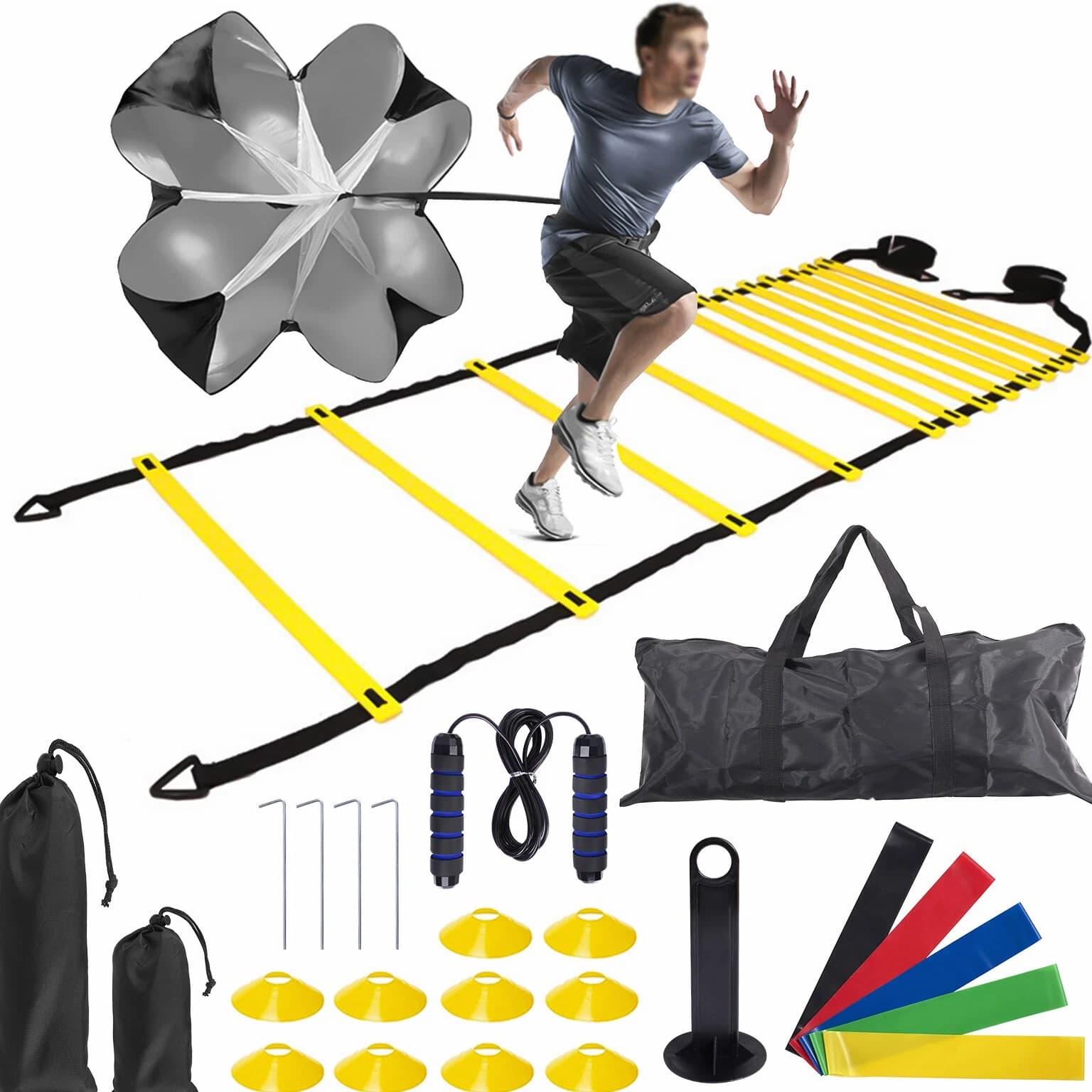 24pcs Agility Ladder and Cones Speed Training Equipment Set - Exercise Sports