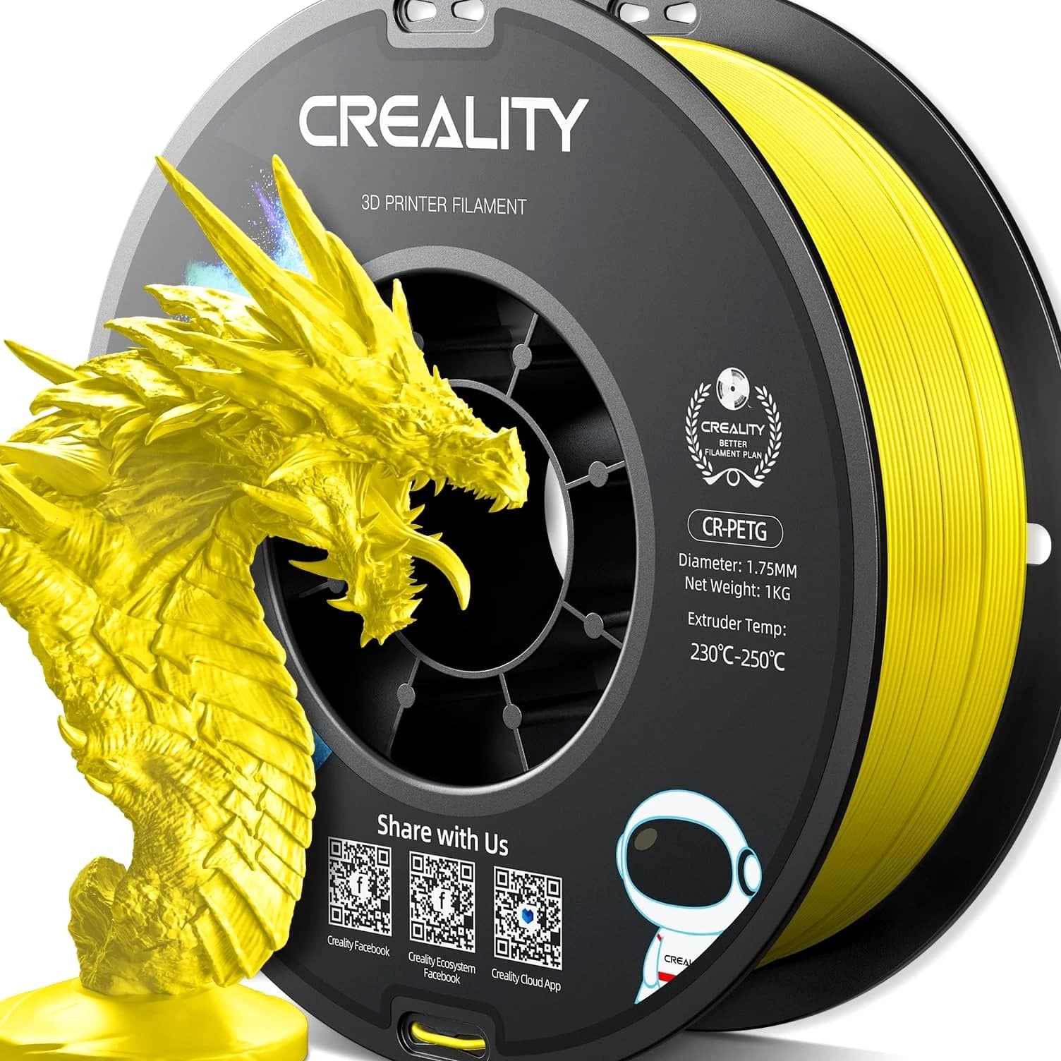 YOOPAI 3D Printer Filament P-PETG Yellow 1.75mm 1KG - High Precision