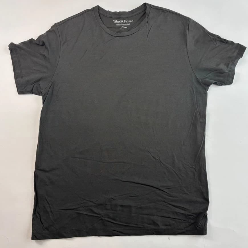 Wool & Prince Men's Wool Blend Base Layer T-Shirt Large Black Minimalist Basic *Hole*