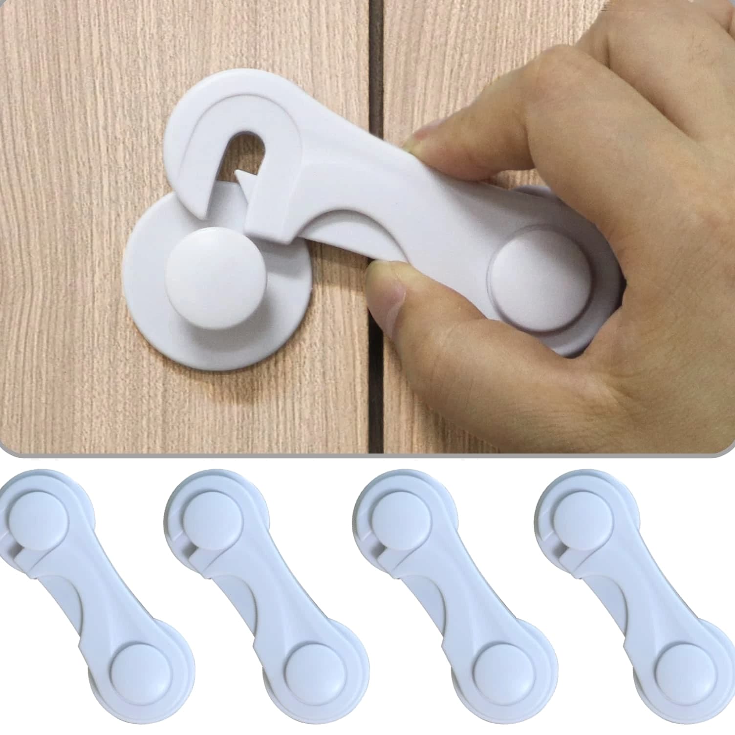 Cabinet Door Locks for Baby Proofing & Child Safety, 4 Pack Childproof Cab...