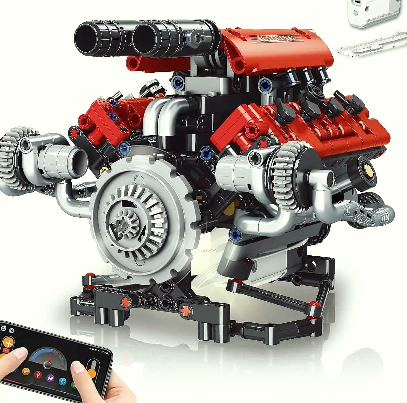 V8 Engine Model Kit with Motor, LED Lights & App Control