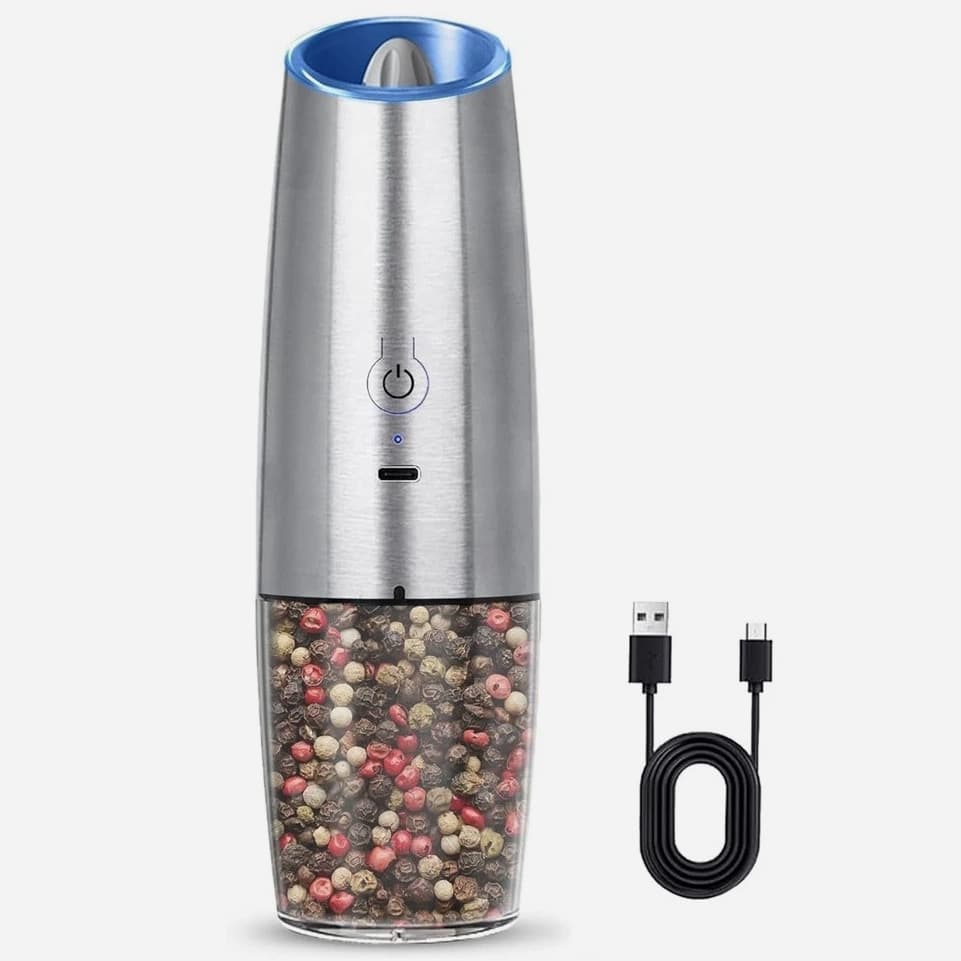 Rechargeable Electric Salt and Pepper Grinder, Adjustable Coarseness Setting