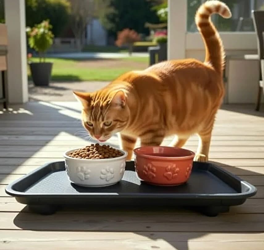 Ant Proof Pet Food Tray - Waterless, Moat Free Feeding Station