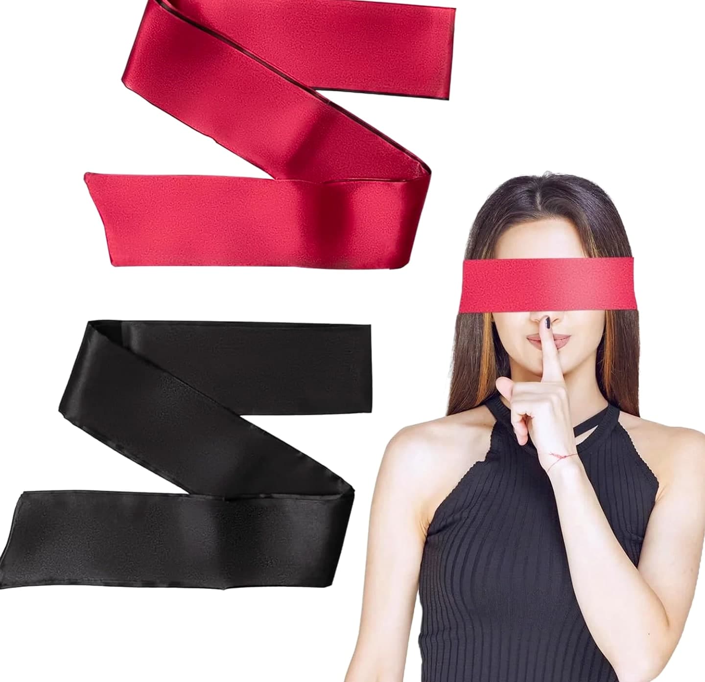 2 Pcs Satin Eye Mask for Sleeping - Silk Blindfold for Women & Men - Adult