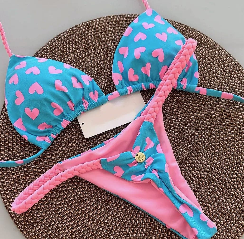 Women's Bikini Split Print Swimwear G-string Beach