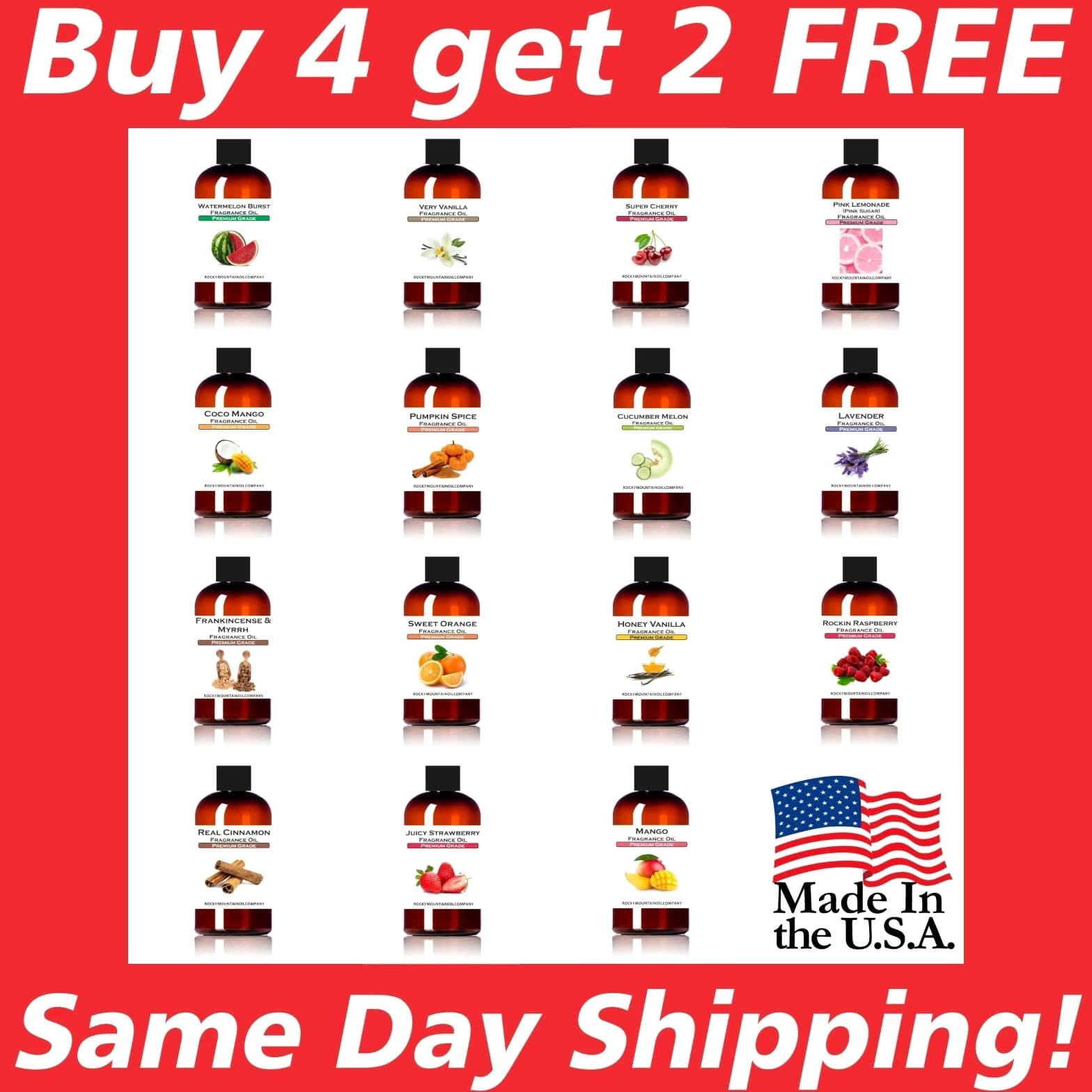 Fragrance Oil for Candles, Soap Making, Burners, Incense, Diffuser Lot Set