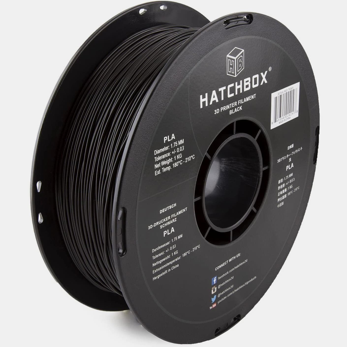1.75mm Black PLA 3D Printer Filament, 1kg Spool, Dimensional Accuracy +/- 0.03mm