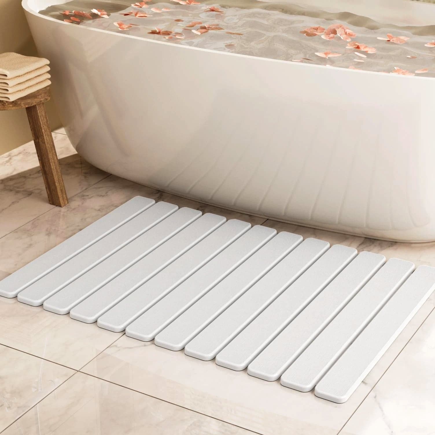 Large Stone Bath Mat 31.5 x 19.7in, Quick Dry Diatomaceous Earth Mats for Bathroom