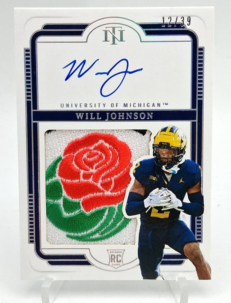 Will Johnson 2025 National Treasure Collegiate RC Bowl Patch /39 On-Card Auto