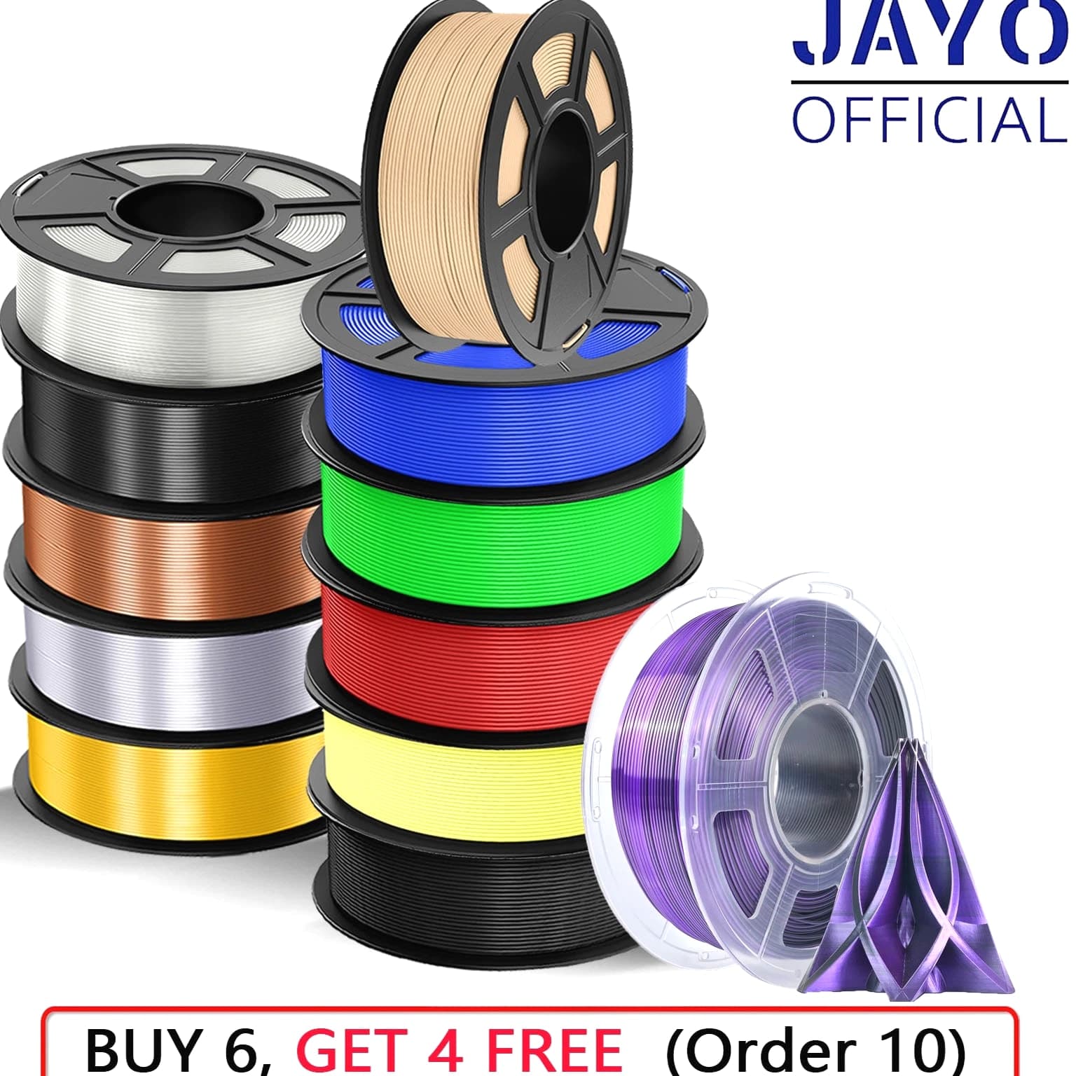 【BUY 10 PAY 6】JAYO 1.1KG PETG PLA PLA+ 2.0 TPU ABS 3D Printer Filament 1.75mm ASA