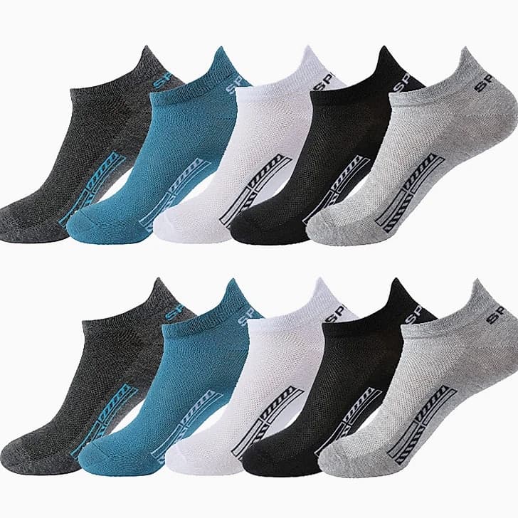 Men's Breathable Mesh Cotton Socks 10 Pairs Short Tube