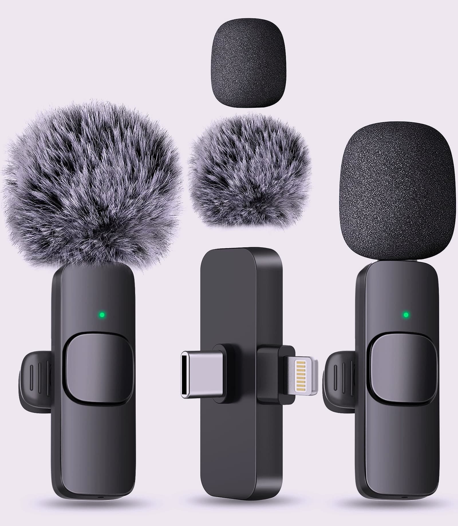 MAYBESTA Wireless Lavalier Microphone 2 Pack for iPhone Android