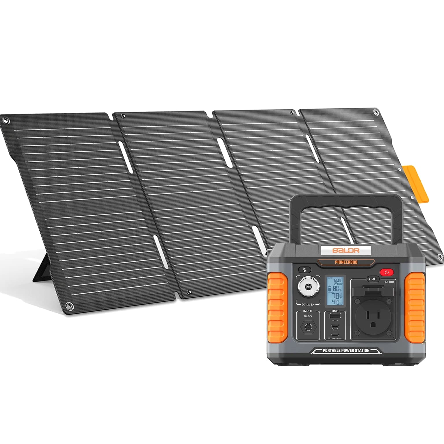 BALDR Solar Generator 300W Portable Power Station with 60W Solar Panel Included