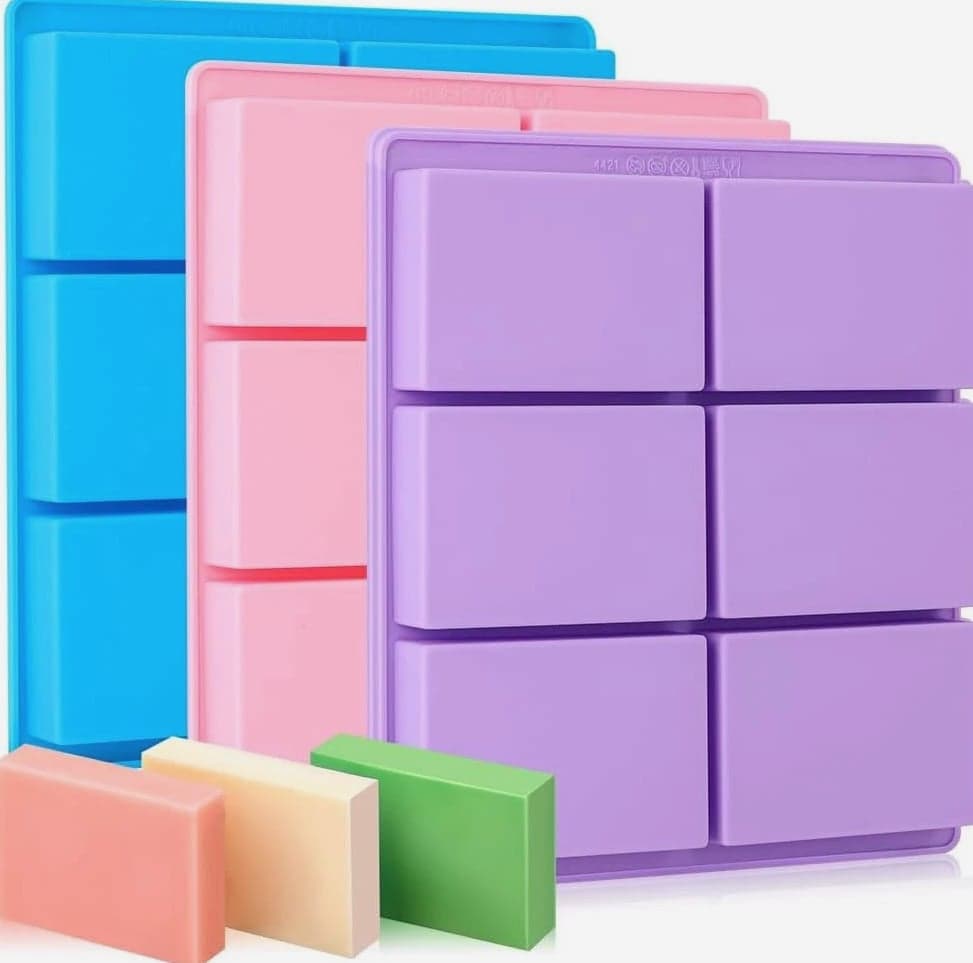 Silicone Soap Molds 3 Pcs, Rectangle Molds for Soap Making, 6 Cavity Design