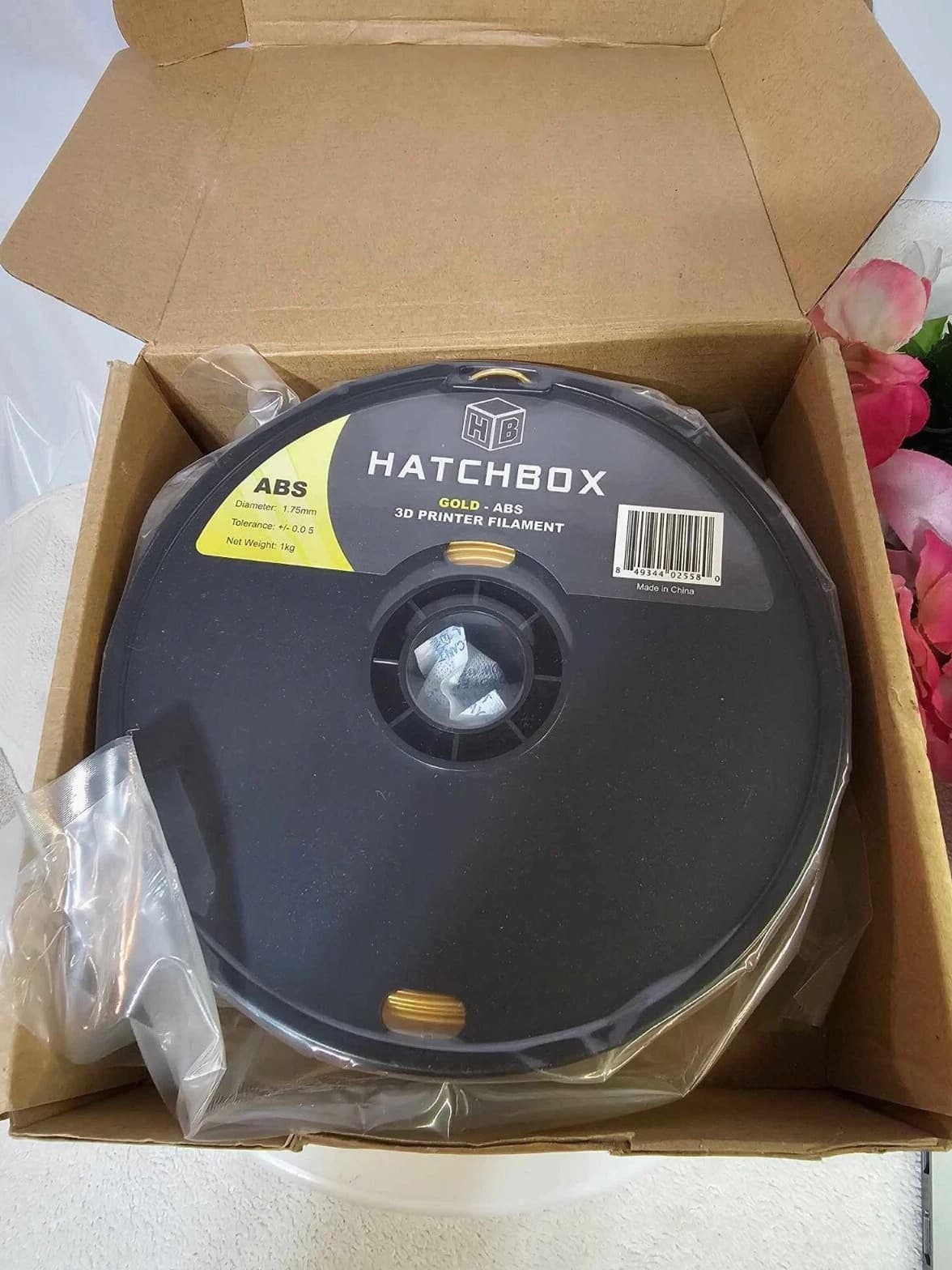 Hatchbox Gold ABS 3D Printer Filament 1.75mm 1kg- NOS- A17