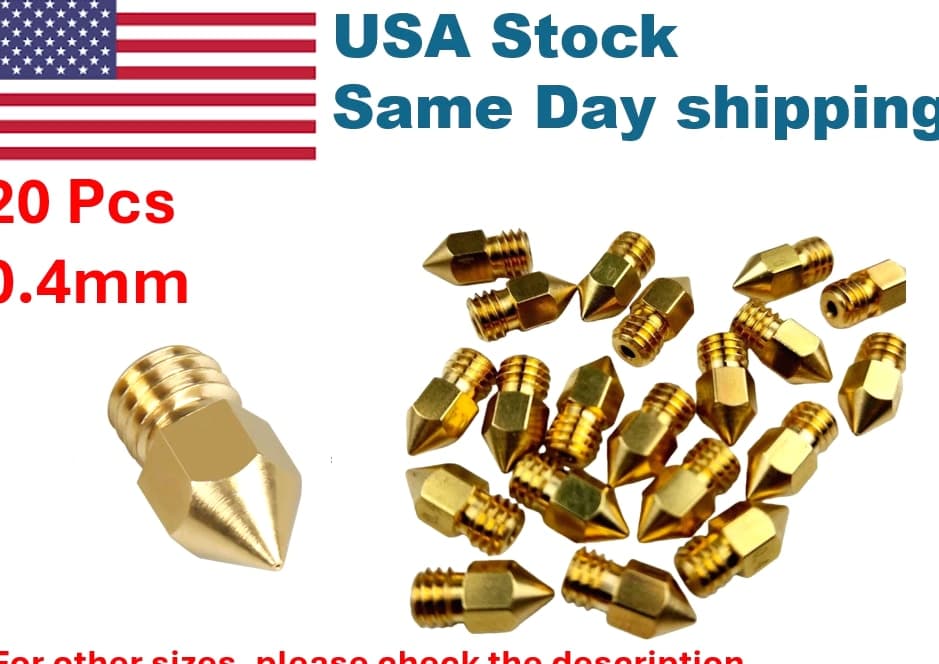 20 Pcs MK8 0.4mm Extruder 3D Printer Nozzle for Creality CR-10 Ender 3