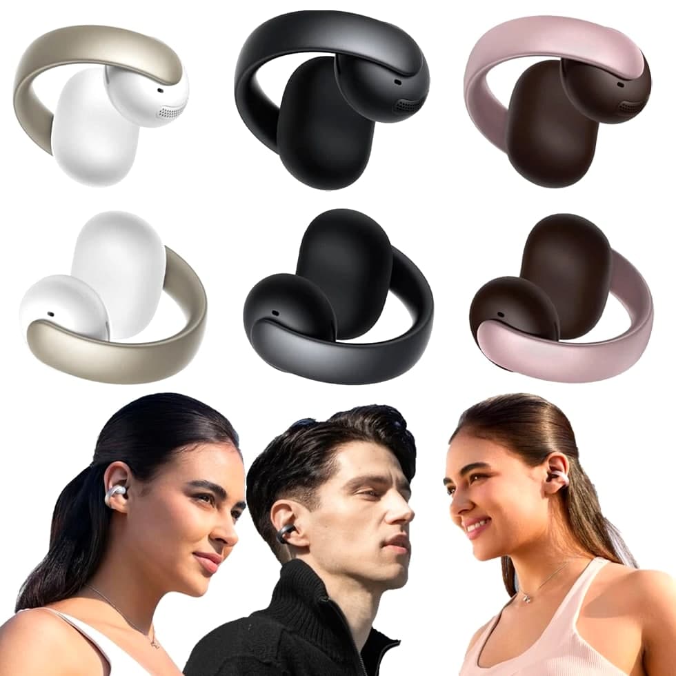 Soundcore AeroClip Open-Ear Earbuds Clip-On Headphones - 4 Mic AI-Boost Clear Call