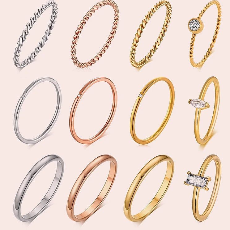 Myfresty Twisted Rope Slim Ring for Women, Stainless Steel