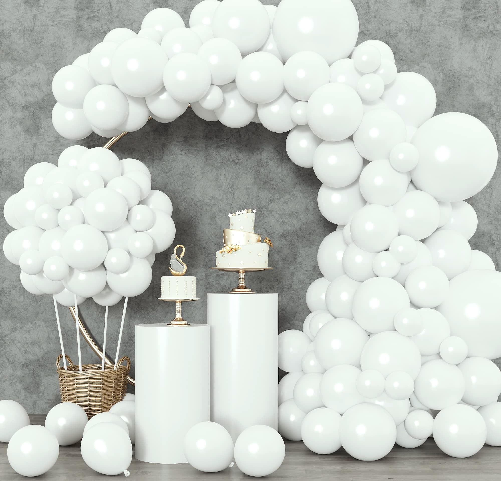 Rubfac White Latex Balloons 129pc Garland Arch Kit