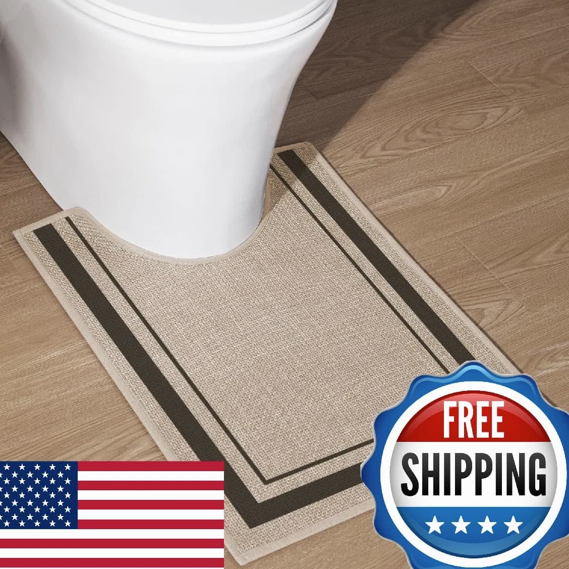 chakme Bathroom Rugs Mat U-Shaped 24x17, Ultra Thin Non Slip Bath Mat Small Quick