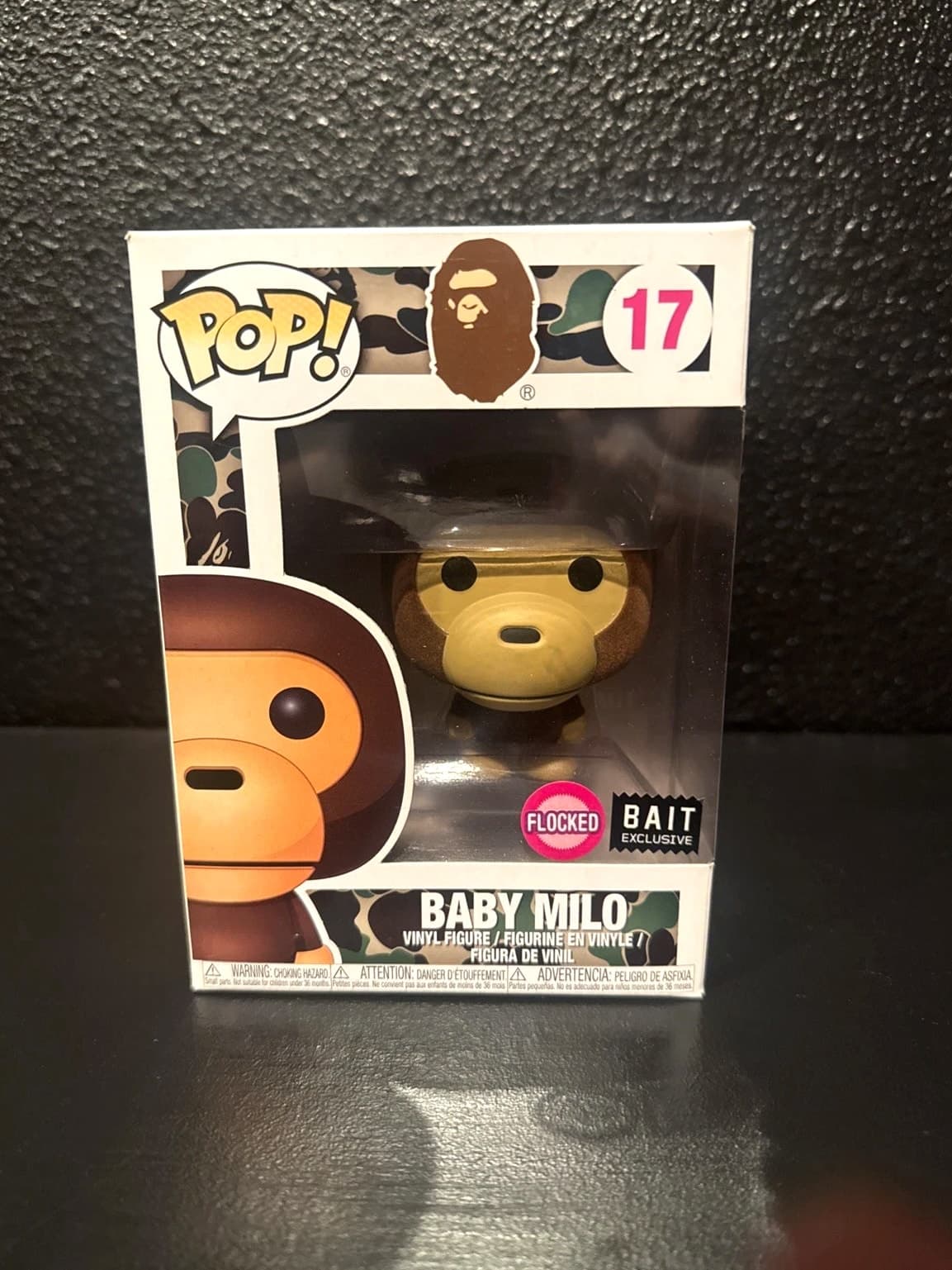 BABY MILO Funko POP! #17 Bape Bait Exclusive Flocked NO SHIRT VARIANT - SUPER RARE