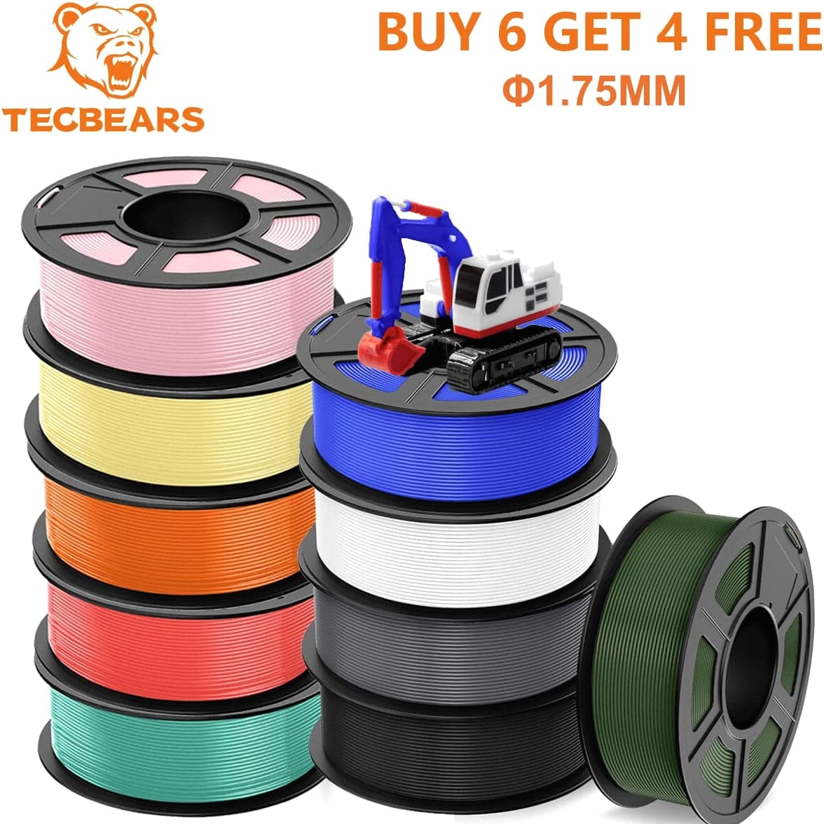 【Buy 10 Pay 6】TECBEARS PLA/PETG/SILK PLA+ Matte 3D Printer Filament 1KG ASA ABS