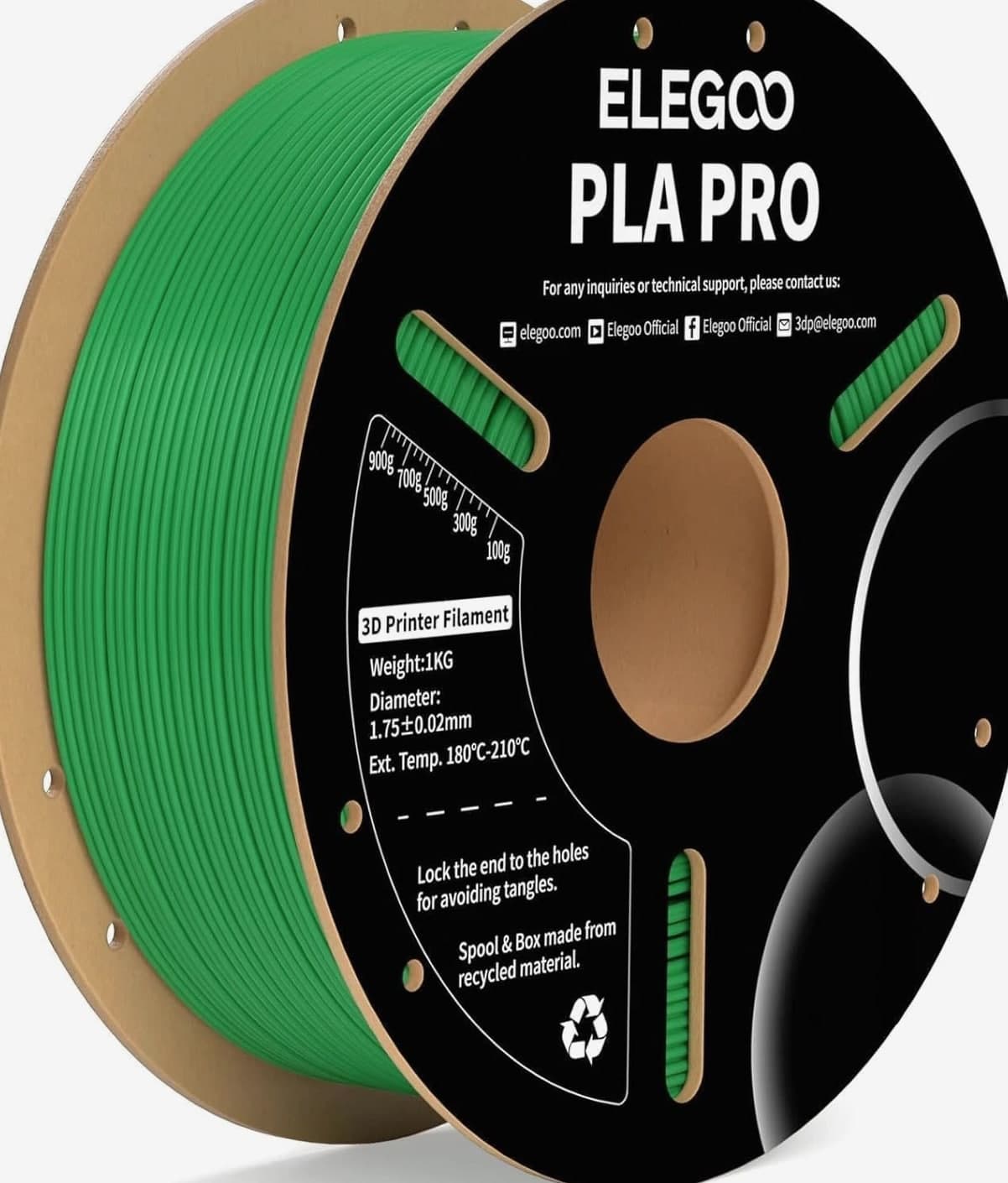 PLA PRO Filament 1.75mm Green 1kg, 30-250mm/s Printing Speed Improved Rigidity 3D