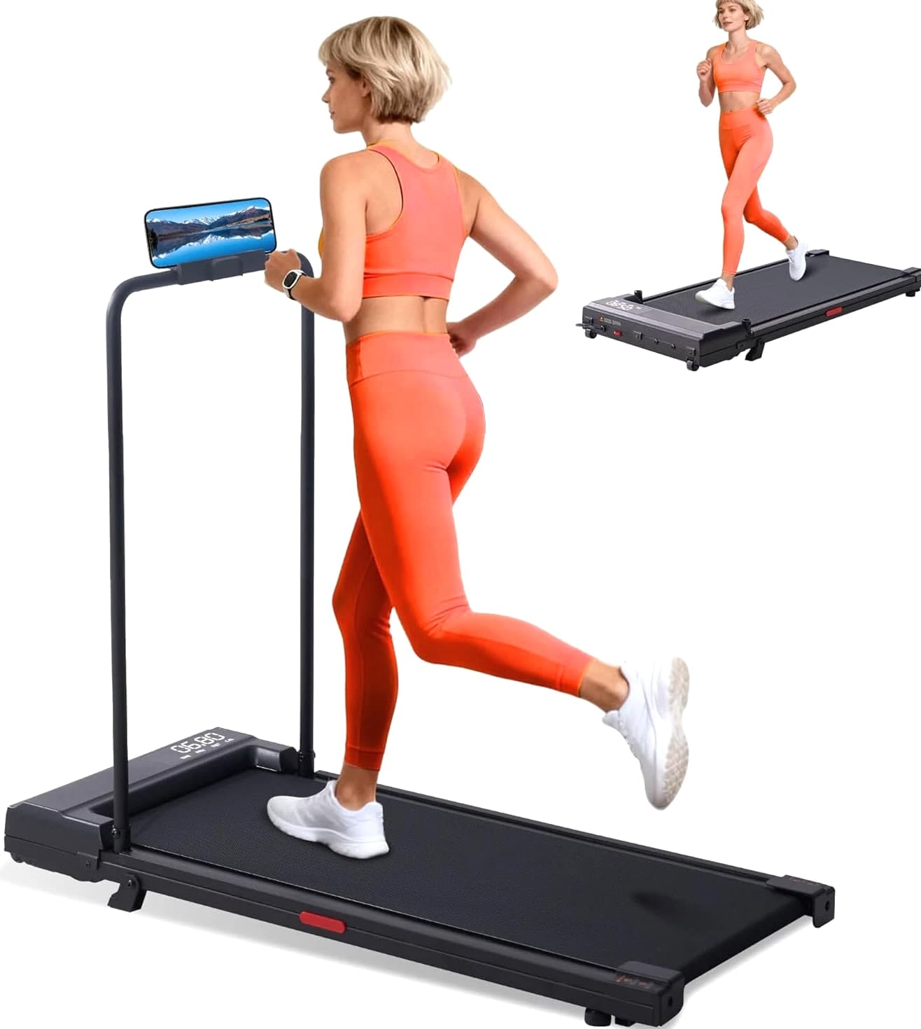 Walking Pad Treadmill with Incline, 2026 Upgrade Portable Under Desk Treadmill with Handles