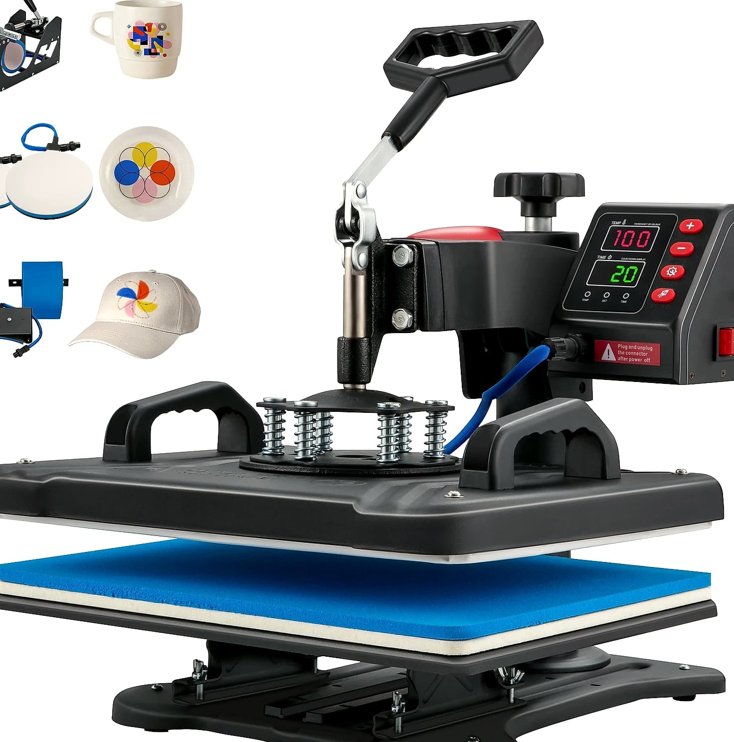SucceBuy 5-in-1 Heat Press Machine 12x15in Clamshell