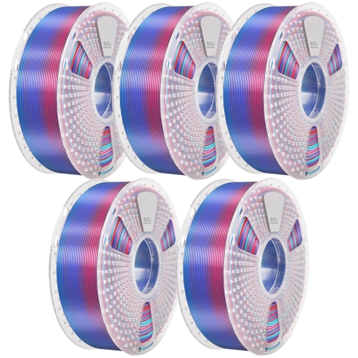 5 x 1KG SUNLU PLA+ SILK Filament 2.2LBS Neatly Wound For 3D Printer