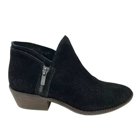 LUCKY Black Oiled Suede Ankle Zipper Boot Size 8.5 W FHUNA