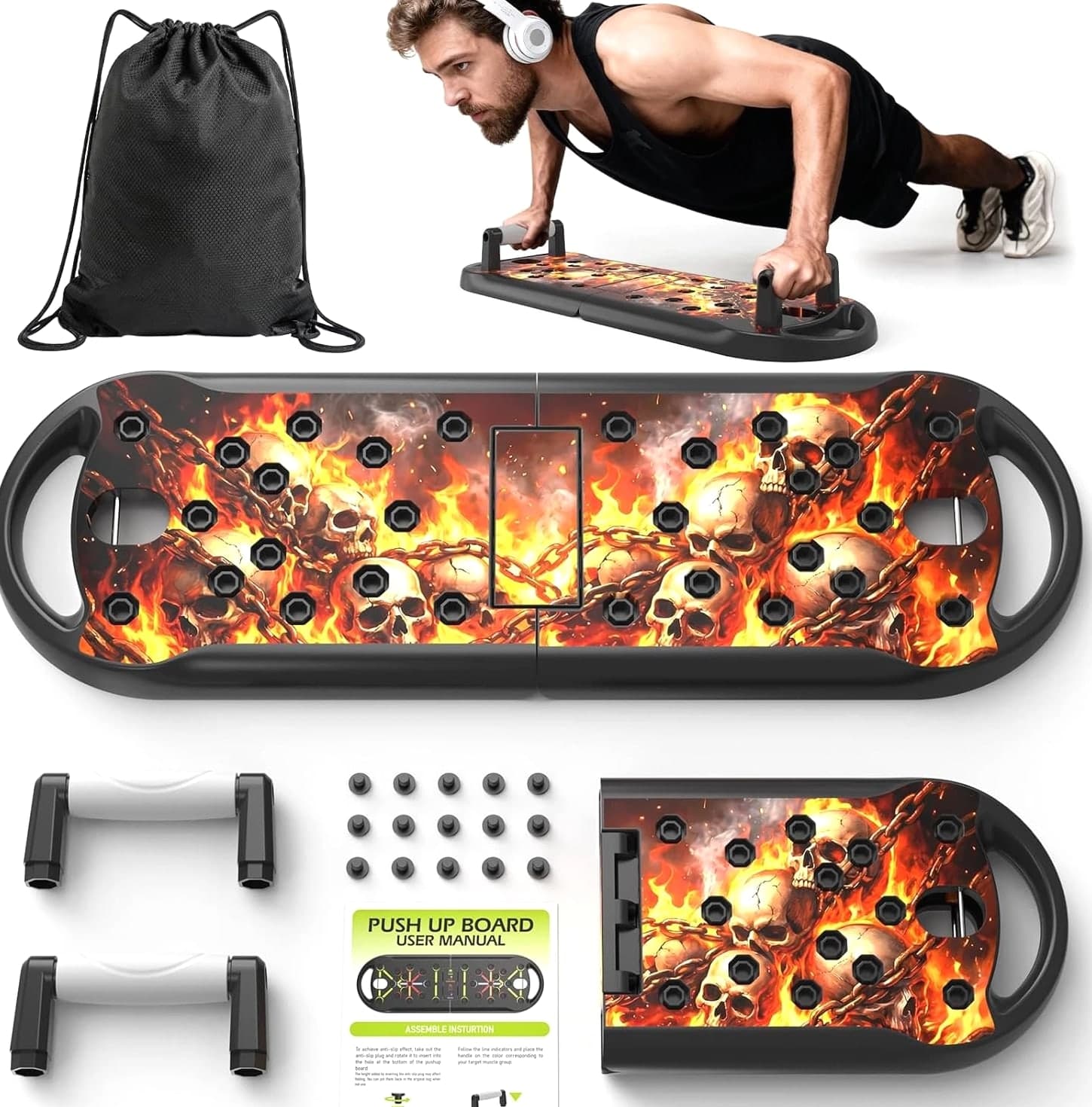 20-in-1 Push Up Board Home Gym Equipment with Handles for Strength Training