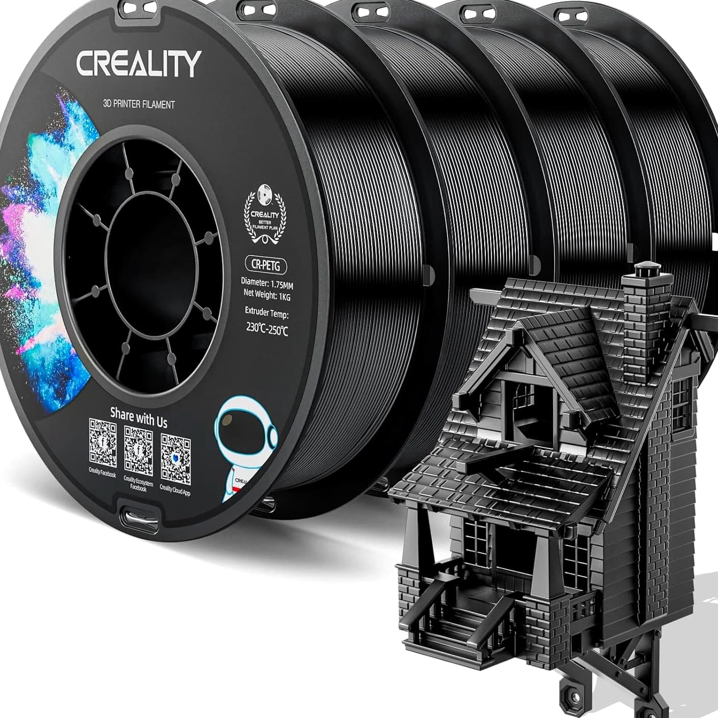 Official PETG 3D Printer Filament 1.75Mm 4KG (8.8Lbs), High Precision